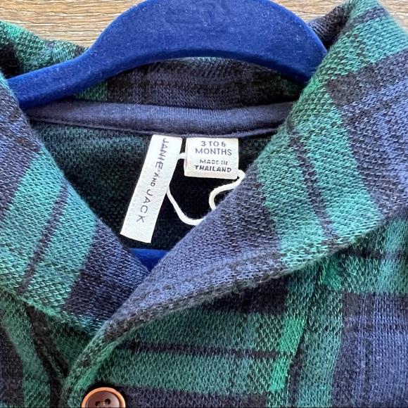 Janie and Jack emerald plaid shawl collar jumper - Picture 4 of 4